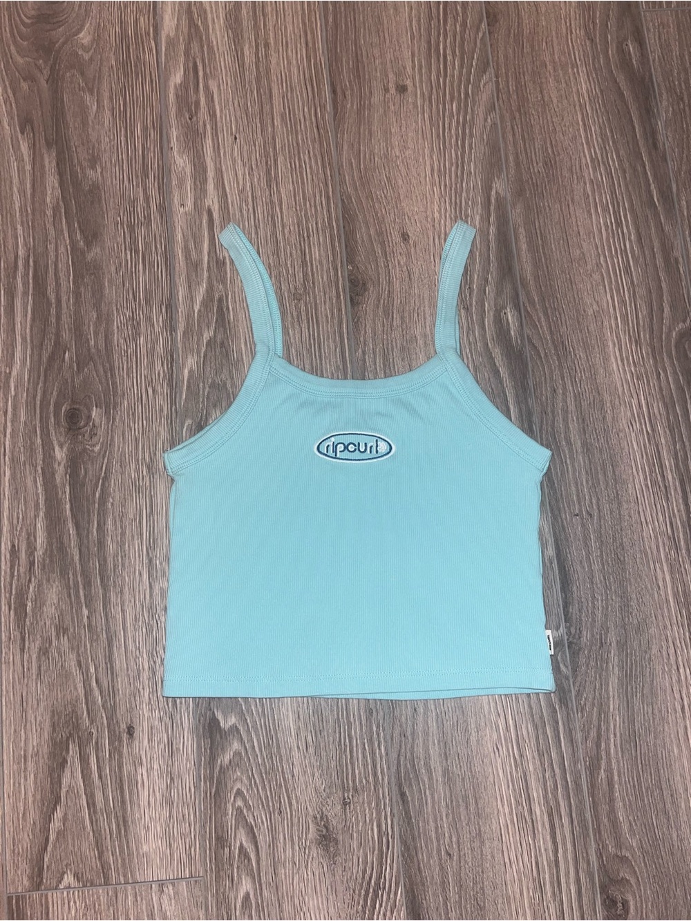 Rip Curl Light Blue Ribbed Cropped Camisole